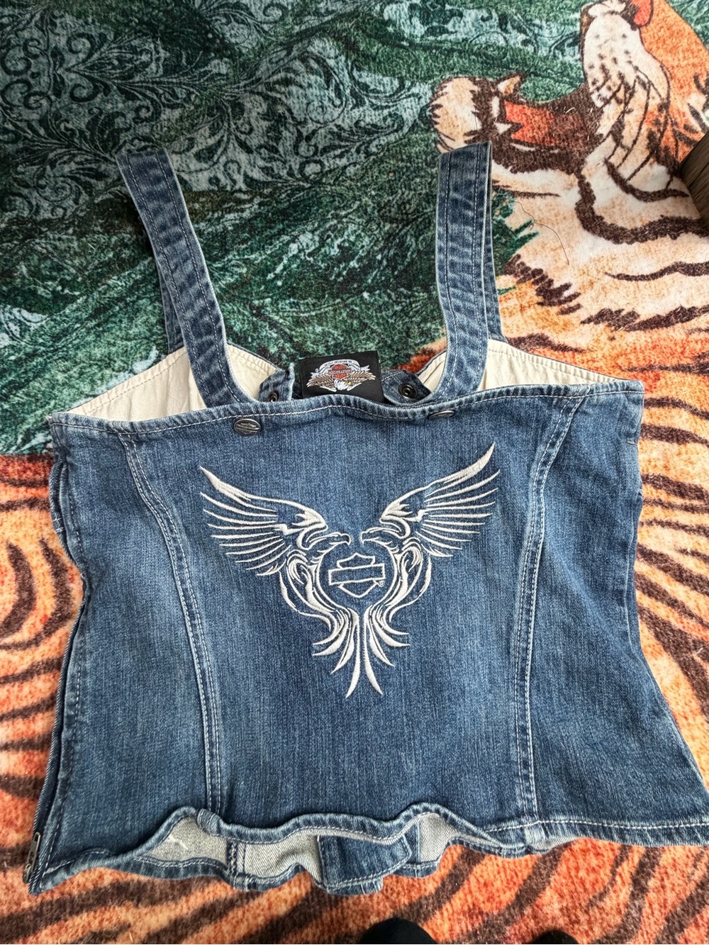 vintage Harley Davidson denim corset - Picture 2 of 6